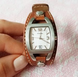 Fossil watch, genuine leather, trendy, women's
